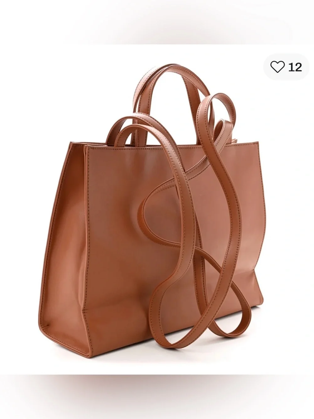 Telfar Leather Medium Cognac Brown Logo-Embossed Shopper Tote